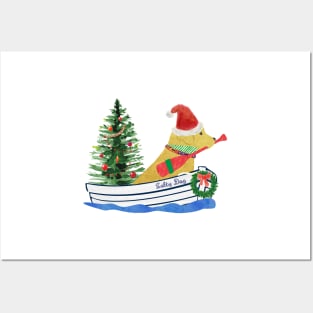 Nautical Christmas Retriever Salty Dog Posters and Art